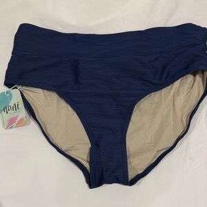 Nani swimwear large Navy Blue ribbed mid rise Bikini Bottoms